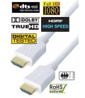 High Speed HDMI White Cable, Gold Plated Connector, 1m
